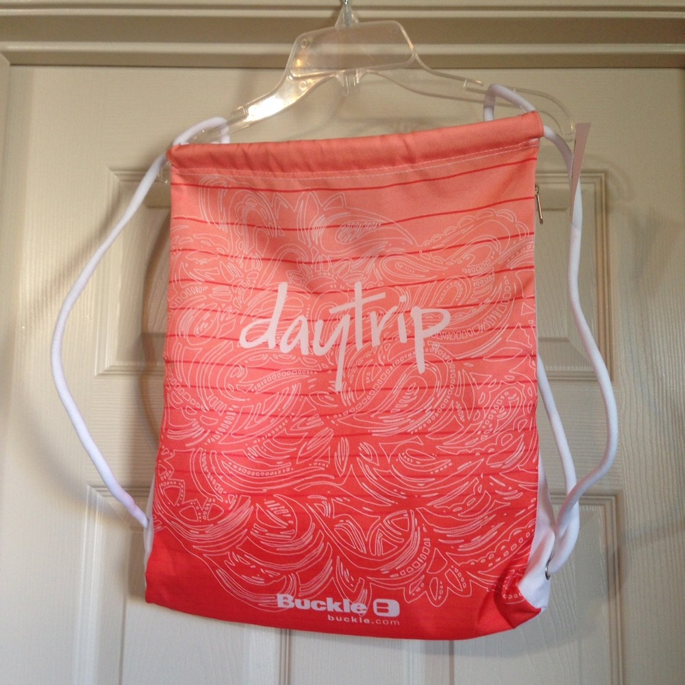 Buckle orange drawstring backpack